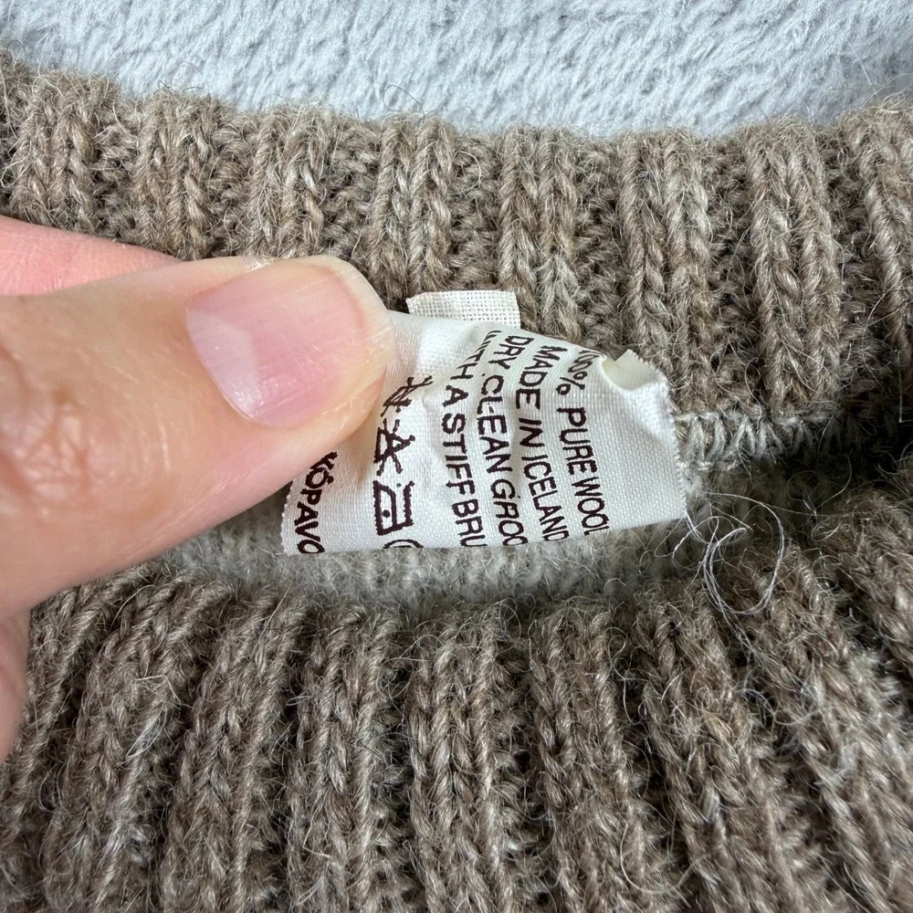 Vintage Wool Landau Icelandic Sweater Kids 12 Brown Fair Isle Crew Neck